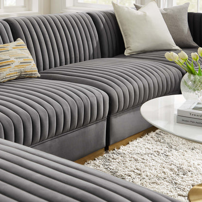 Sanguine 6-Piece Channel Tufted Performance Velvet Modular Sectional Sofa by Modway