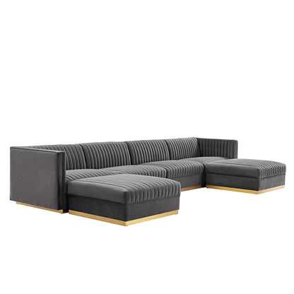 Sanguine 6-Piece Channel Tufted Performance Velvet Modular Sectional Sofa by Modway