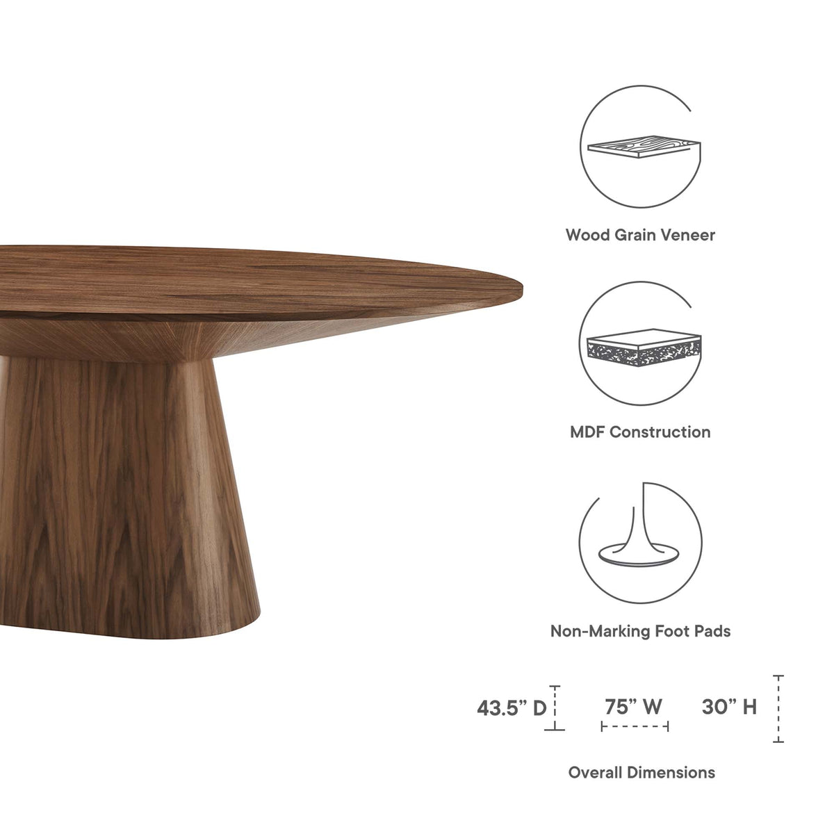 Provision 75" Oval Dining Table by Modway - EEI-6066