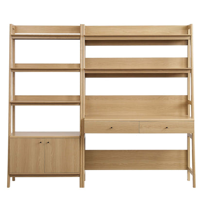 Bixby 2-Piece Wood Office Desk and Bookshelf by Modway - Oak / Walnut / Walnut White (EEI-6112)