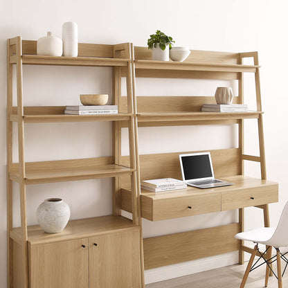 Bixby 2-Piece Wood Office Desk and Bookshelf by Modway - Oak / Walnut / Walnut White (EEI-6112)