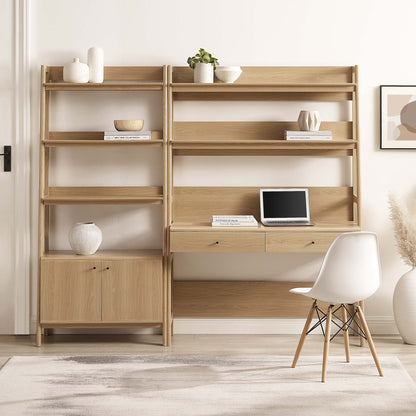 Bixby 2-Piece Wood Office Desk and Bookshelf by Modway - Oak / Walnut / Walnut White (EEI-6112)