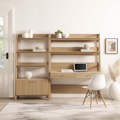 Bixby 2-Piece Wood Office Desk and Bookshelf by Modway - Oak / Walnut / Walnut White (EEI-6112)
