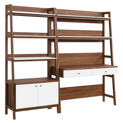 Bixby 2-Piece Wood Office Desk and Bookshelf by Modway - Oak / Walnut / Walnut White (EEI-6112)