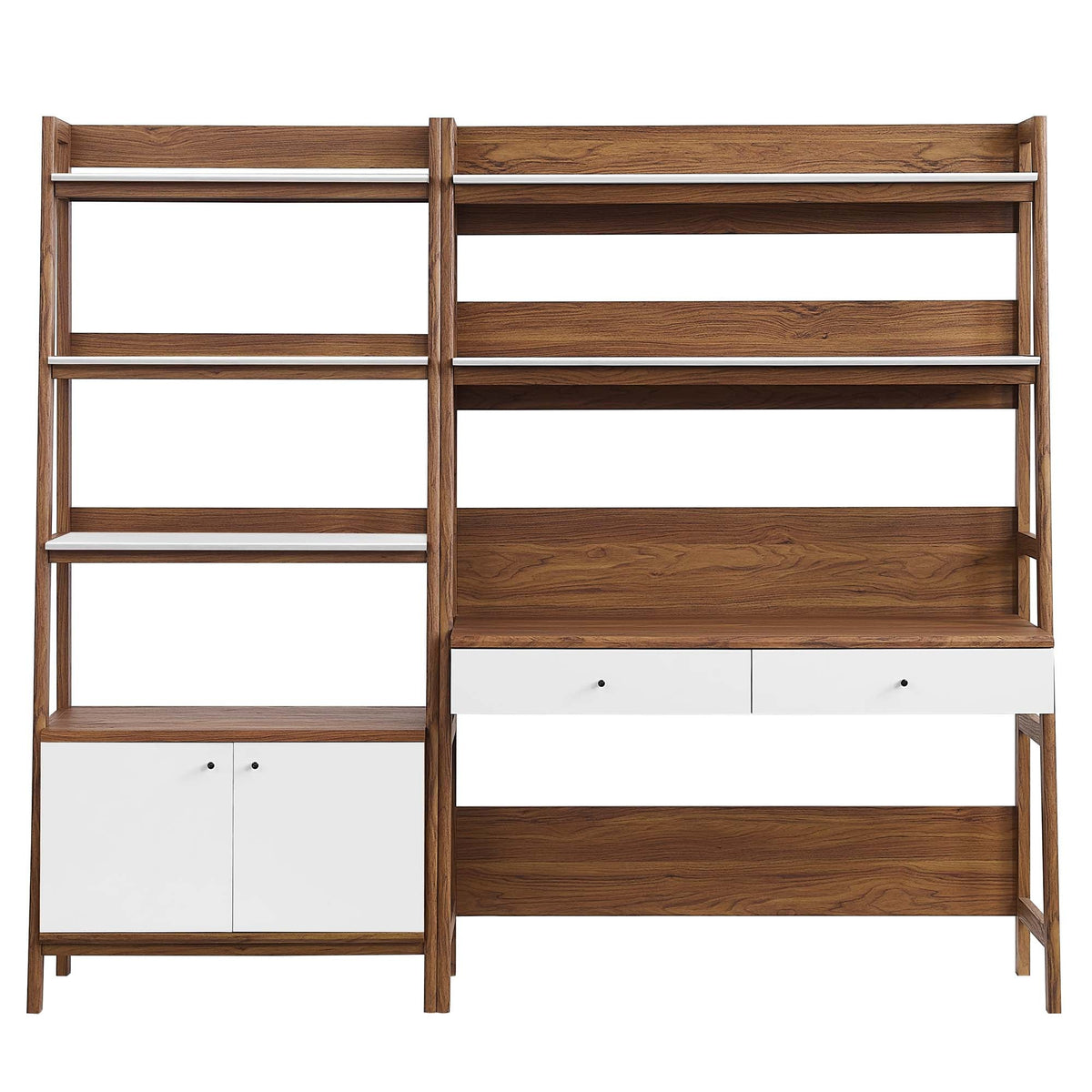 Bixby 2-Piece Wood Office Desk and Bookshelf by Modway - Oak / Walnut / Walnut White (EEI-6112)