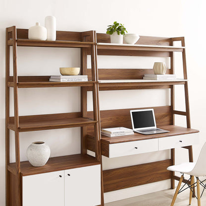 Bixby 2-Piece Wood Office Desk and Bookshelf by Modway - Oak / Walnut / Walnut White (EEI-6112)