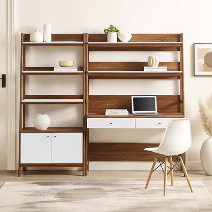 Bixby 2-Piece Wood Office Desk and Bookshelf by Modway - Oak / Walnut / Walnut White (EEI-6112)