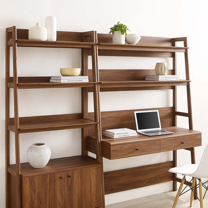 Bixby 2-Piece Wood Office Desk and Bookshelf by Modway - Oak / Walnut / Walnut White (EEI-6112)