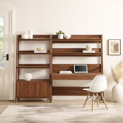 Bixby 2-Piece Wood Office Desk and Bookshelf by Modway - Oak / Walnut / Walnut White (EEI-6112)