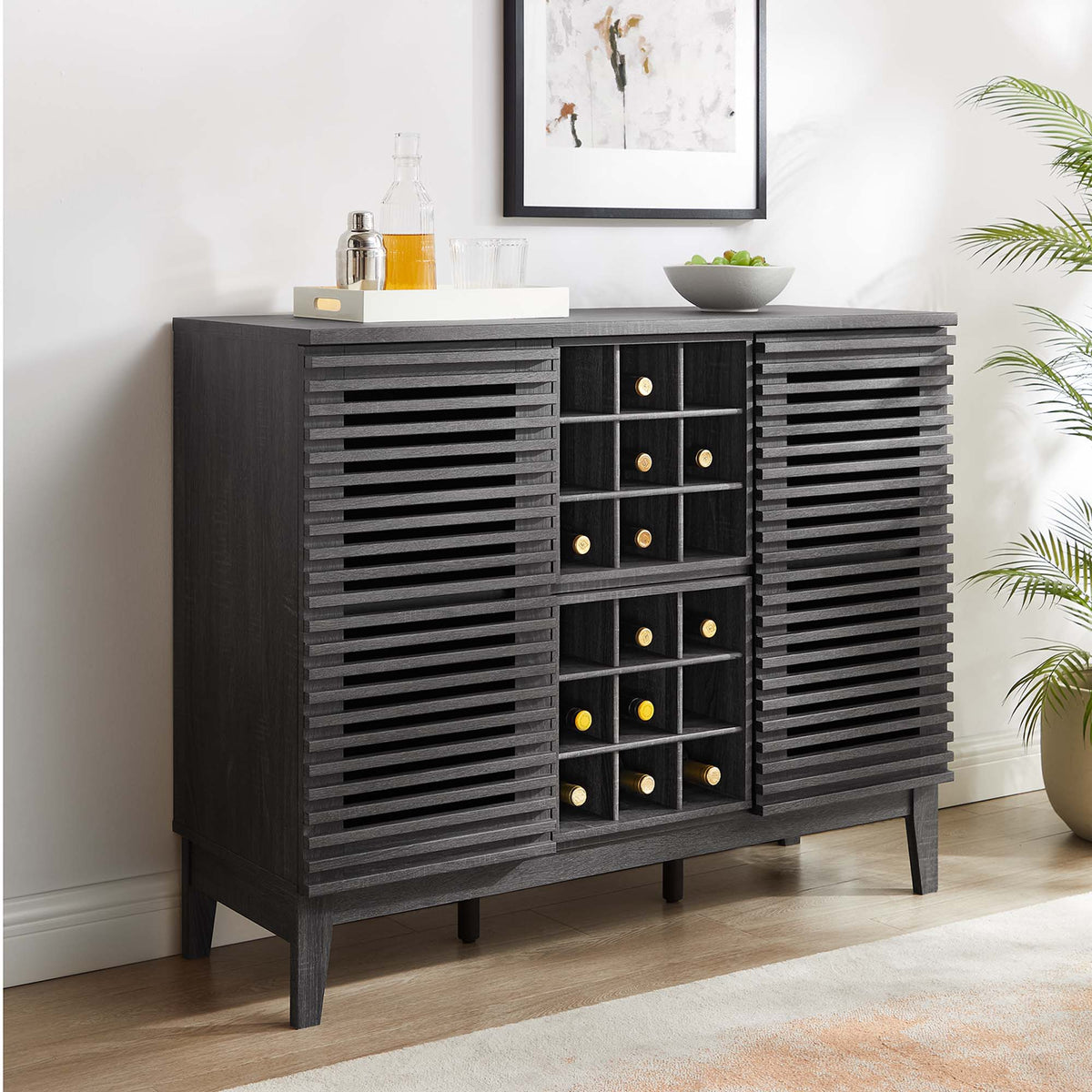 Render Bar Cabinet by Modway - Charcoal / Oak / Walnut