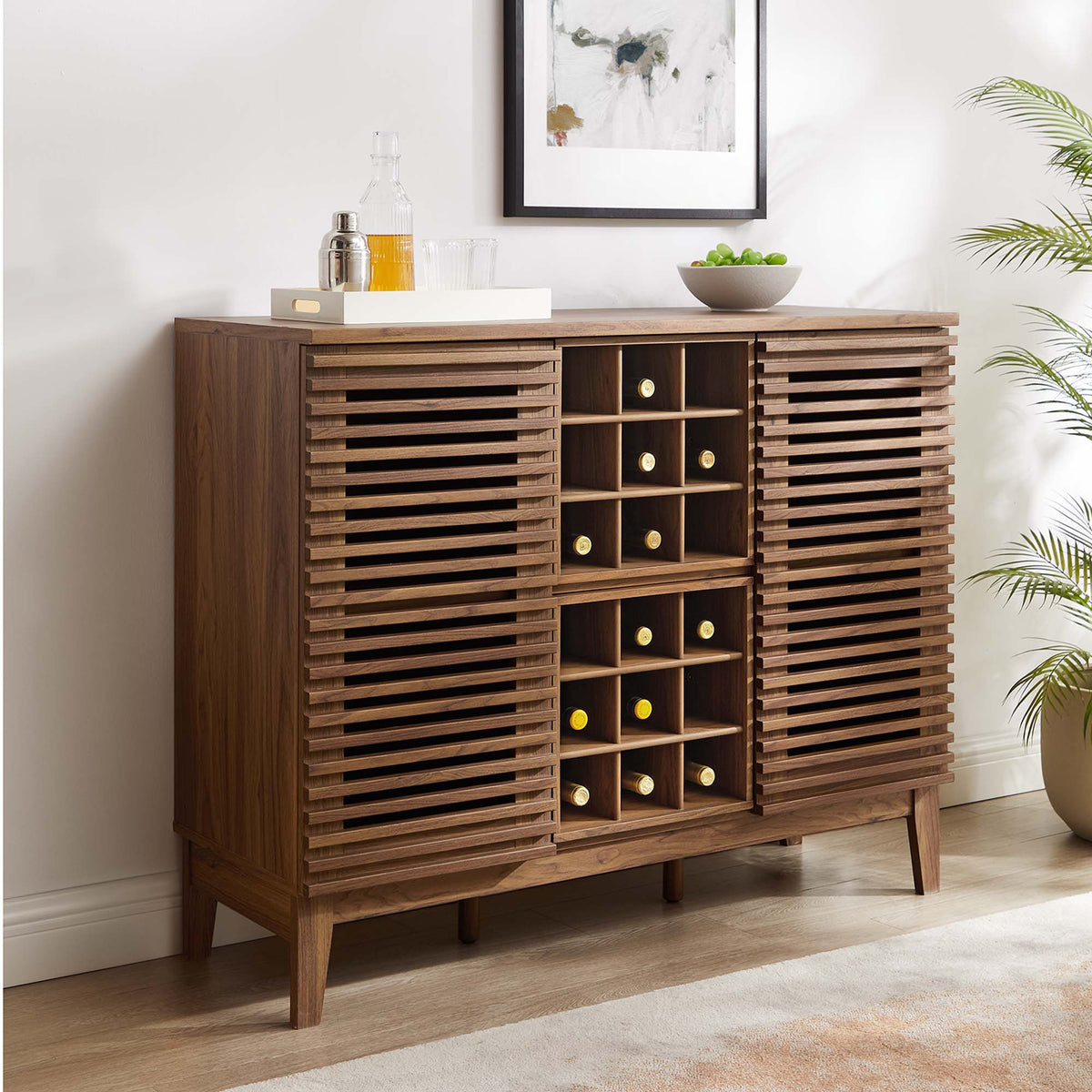 Render Bar Cabinet by Modway - Charcoal / Oak / Walnut
