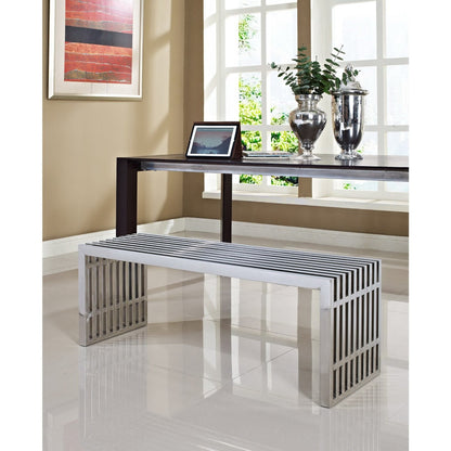 Gridiron Medium Stainless Steel Bench by Modway - EEI-625