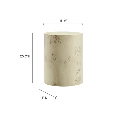Cosmos 16" Round Burl Wood Side Table by Modway