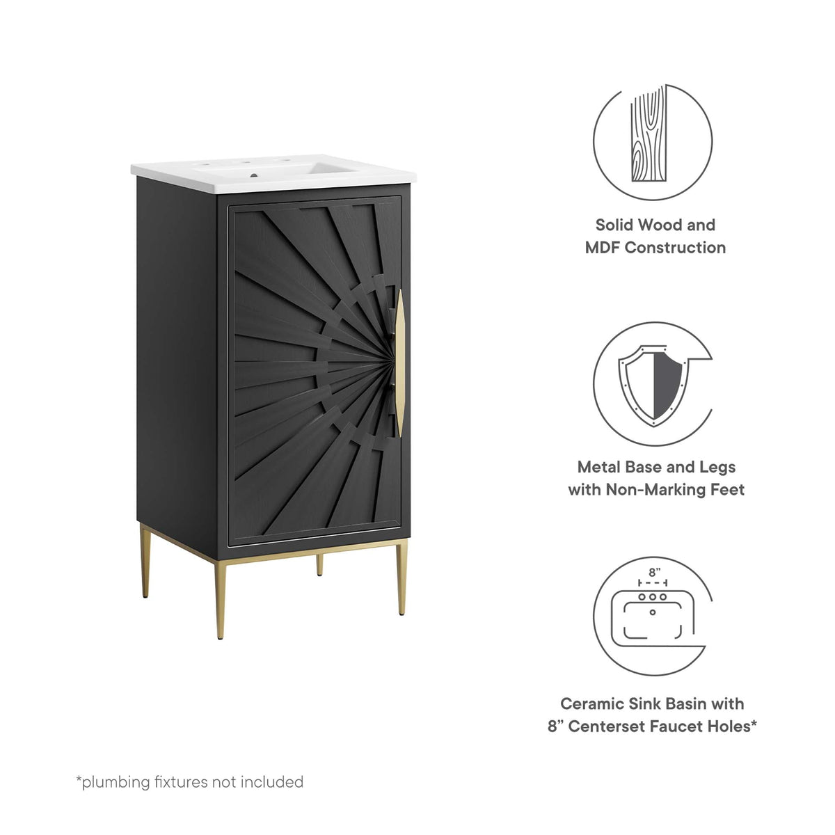 Awaken 18" Bathroom Vanity by Modway - White Black