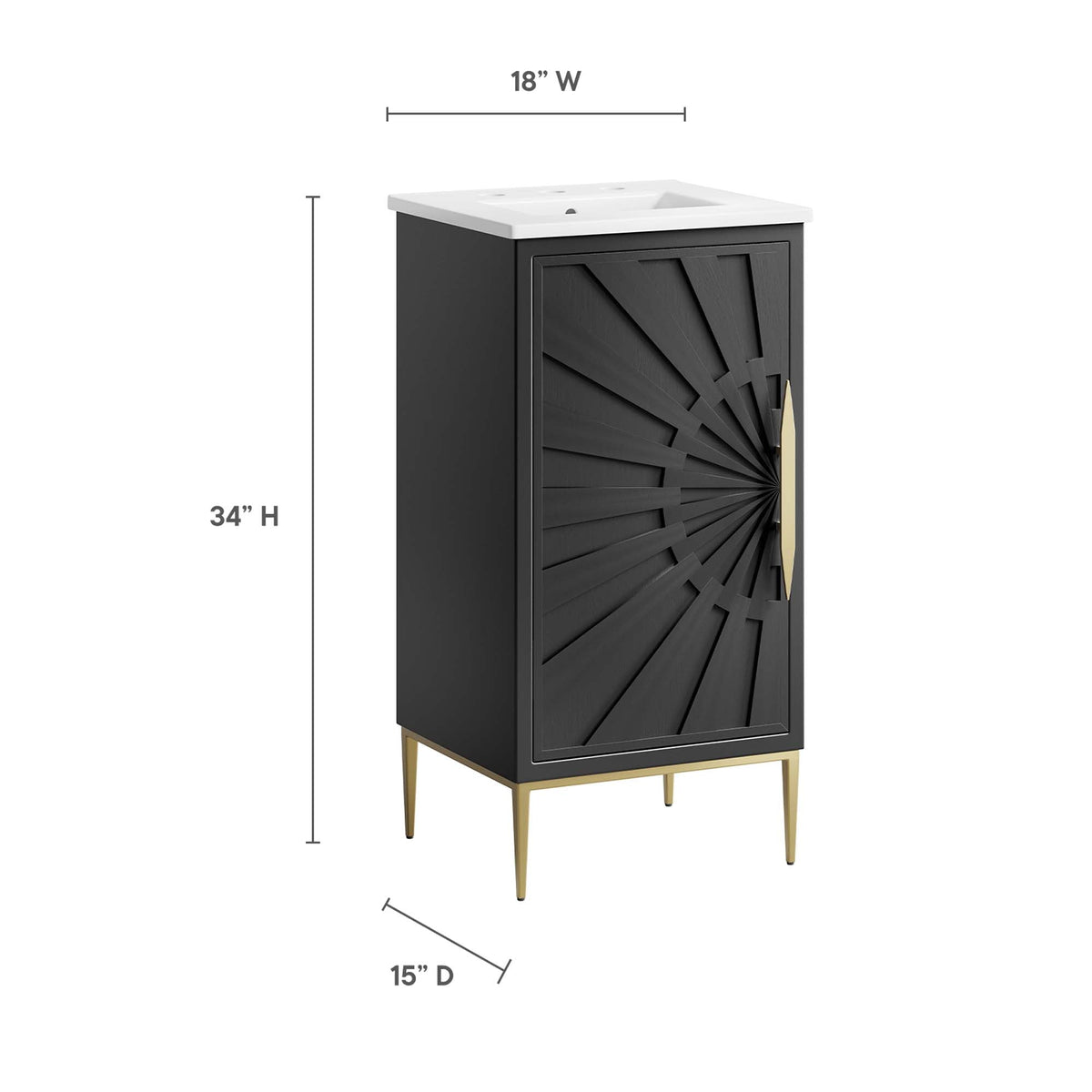 Awaken 18" Bathroom Vanity by Modway - White Black