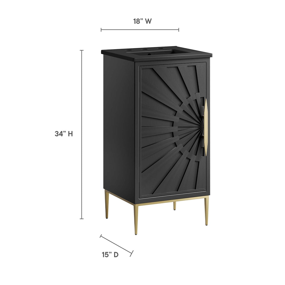 Awaken 18" Bathroom Vanity by Modway - Black Black