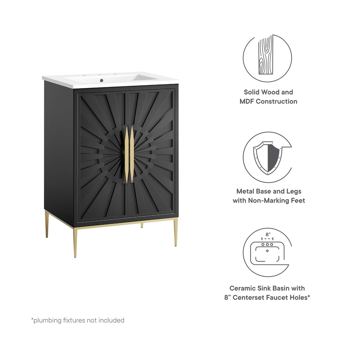 Awaken 24" Bathroom Vanity by Modway - White Black
