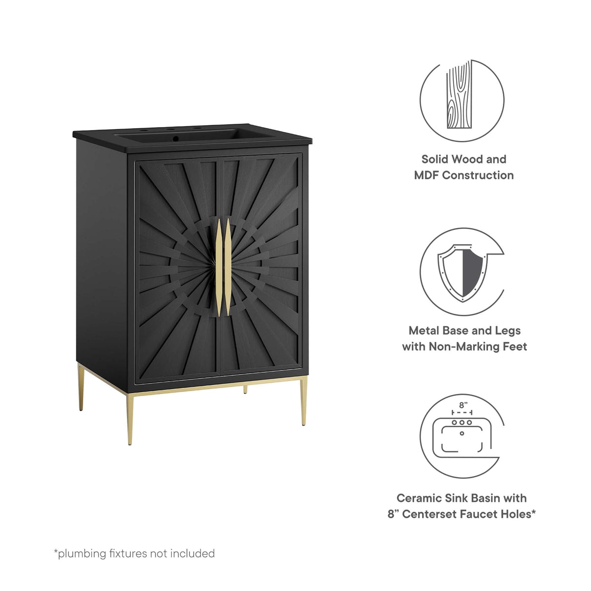 Awaken 24" Bathroom Vanity by Modway - Black Black