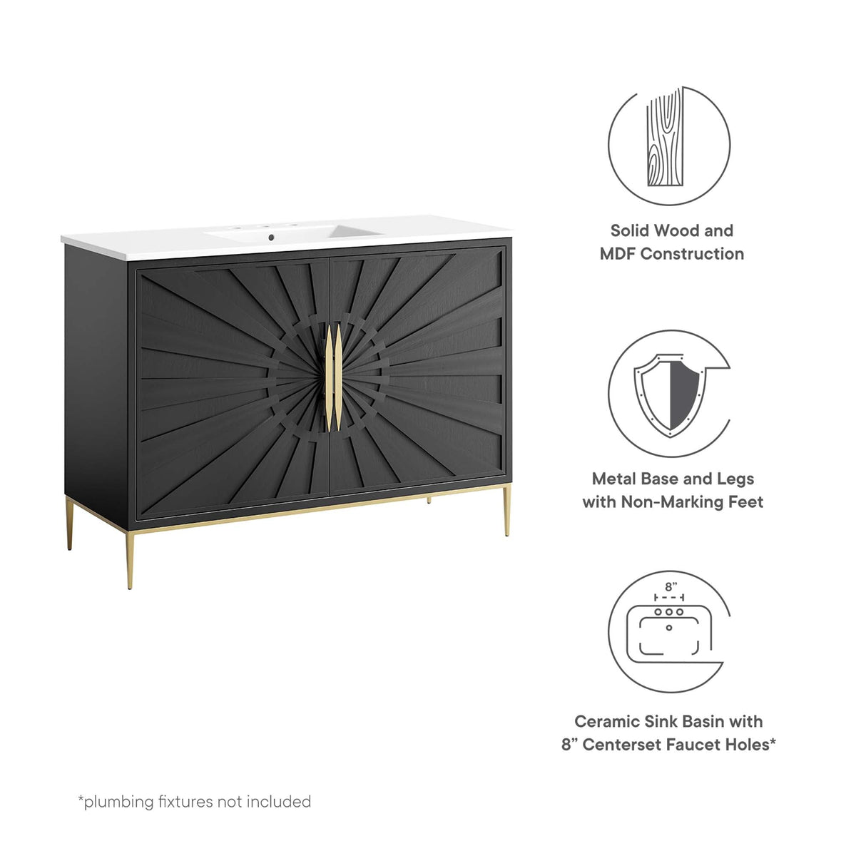 Awaken 48" Bathroom Vanity by Modway - White Black