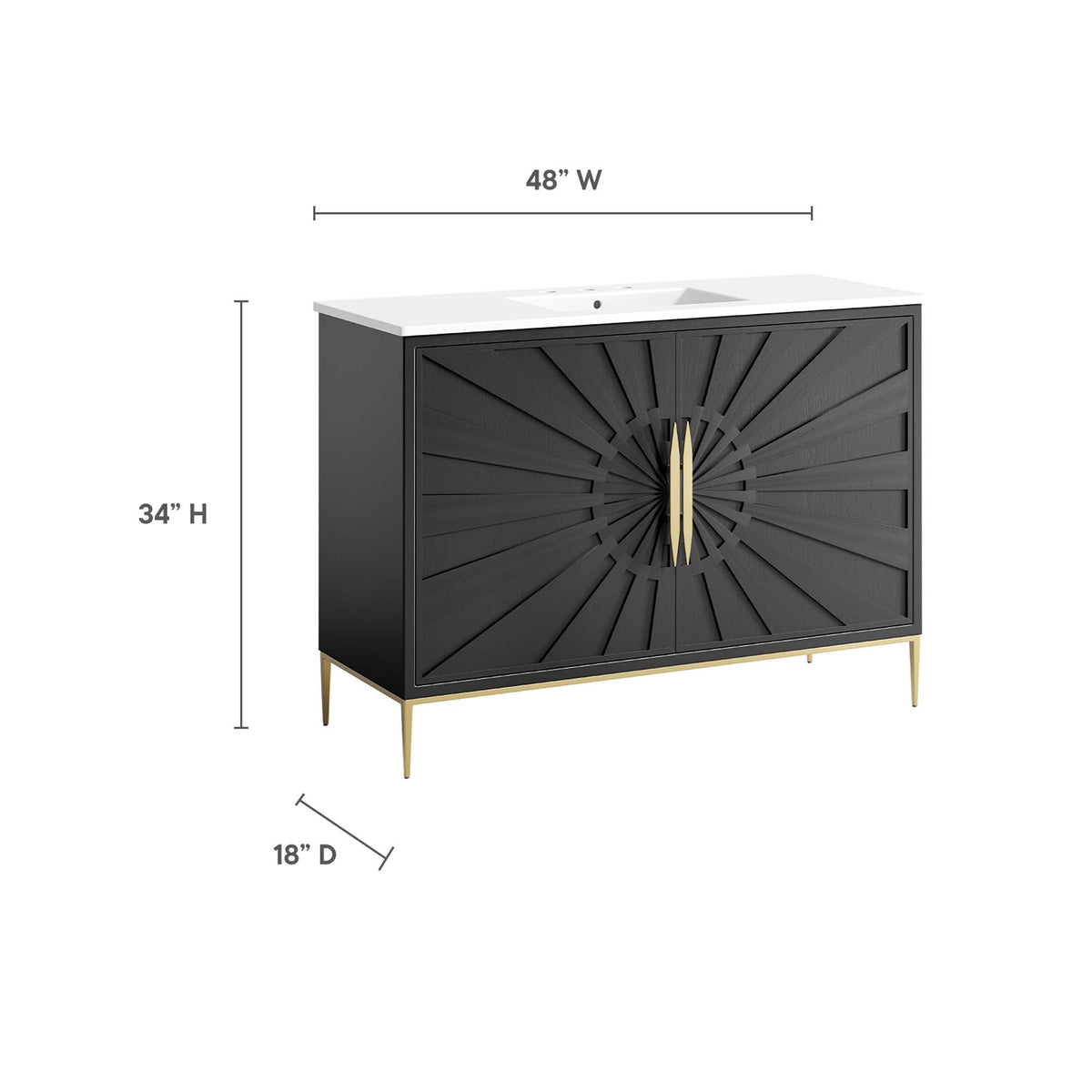 Awaken 48" Bathroom Vanity by Modway - White Black