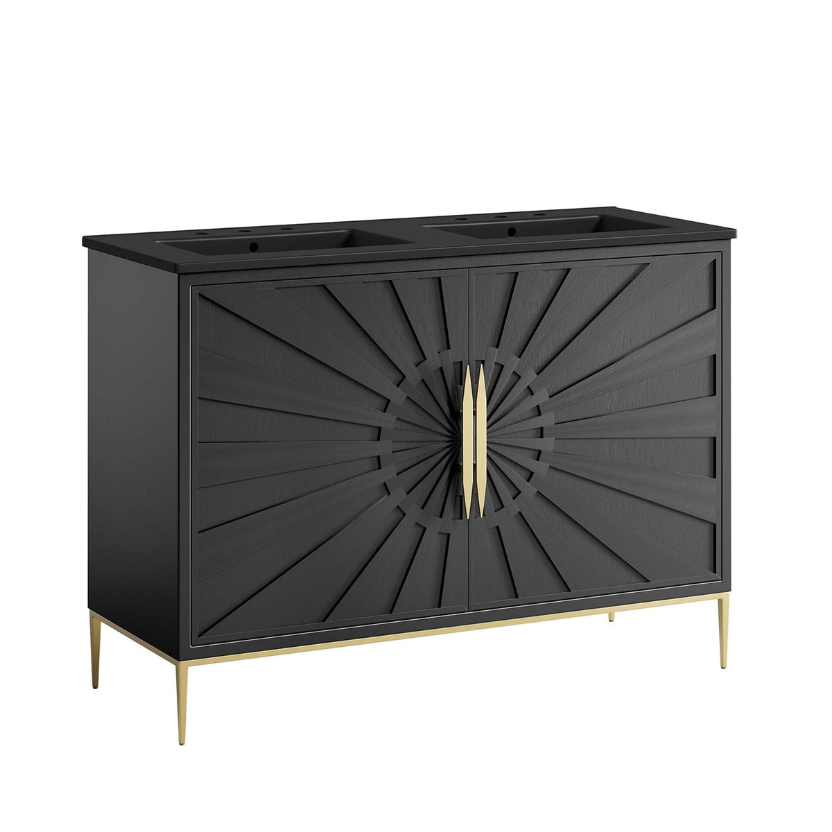 Awaken 48" Double Sink Bathroom Vanity by Modway - Black Black