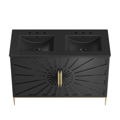 Awaken 48" Double Sink Bathroom Vanity by Modway - Black Black