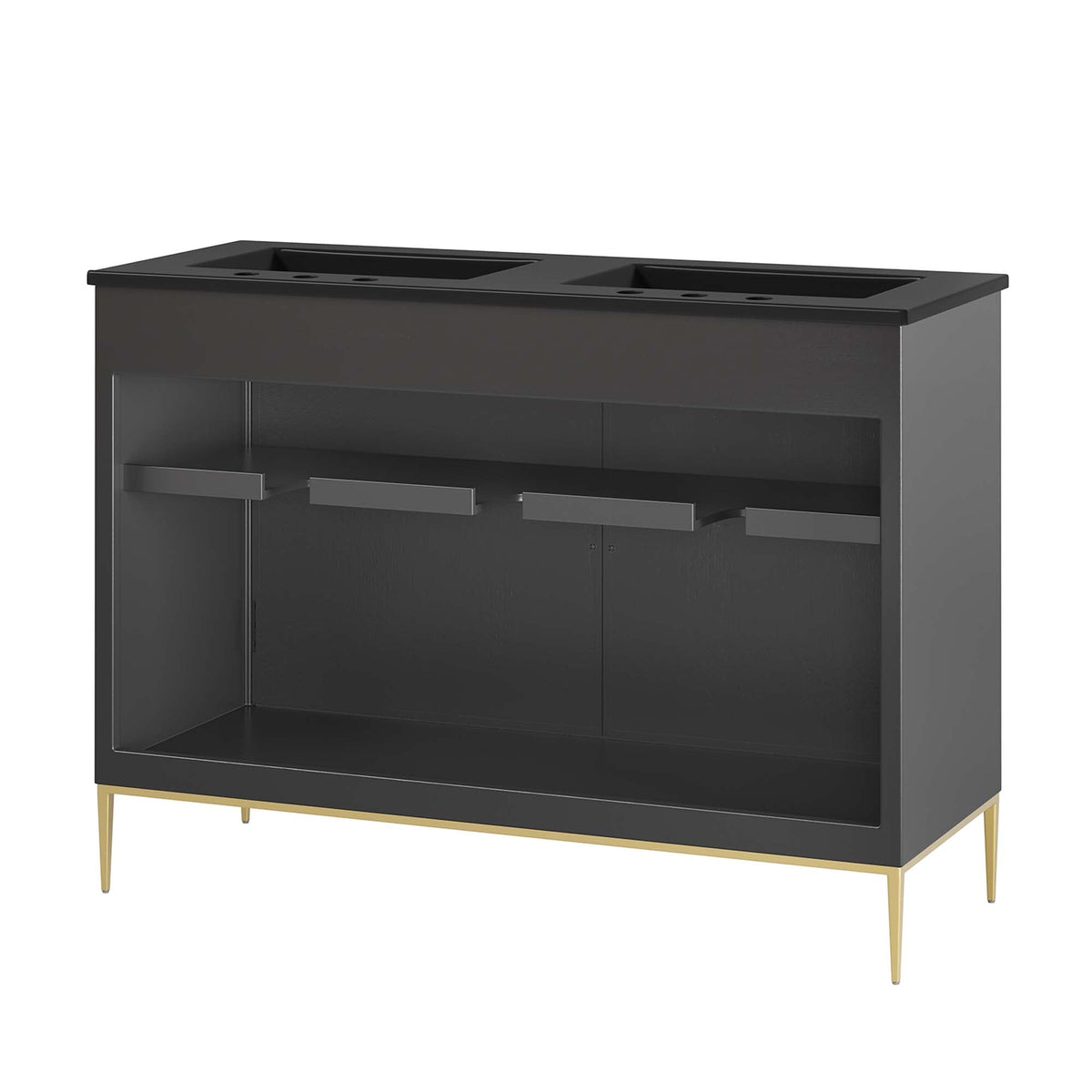 Awaken 48" Double Sink Bathroom Vanity by Modway - Black Black