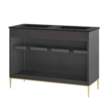 Awaken 48" Double Sink Bathroom Vanity by Modway - Black Black