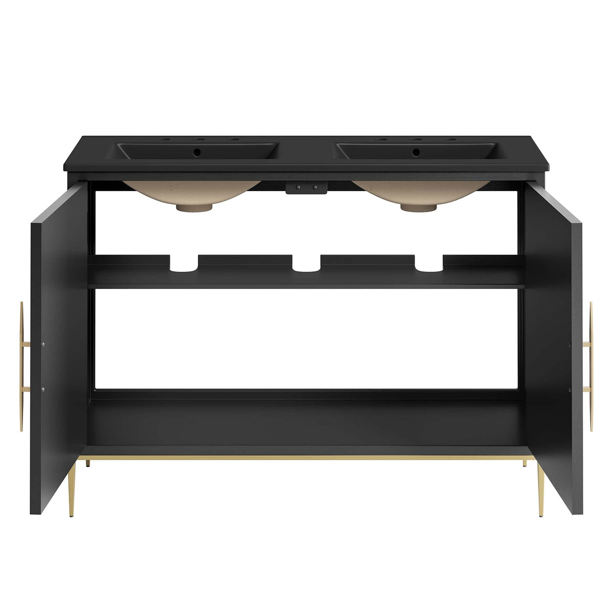Awaken 48" Double Sink Bathroom Vanity by Modway - Black Black