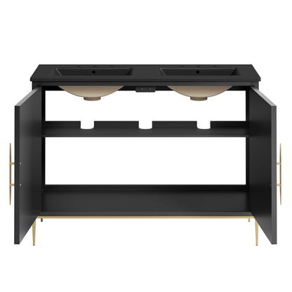 Awaken 48" Double Sink Bathroom Vanity by Modway - Black Black