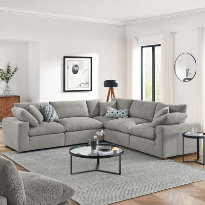 Commix 5-Piece Down Filled Overstuffed Boucle Sectional Sofa by Modway