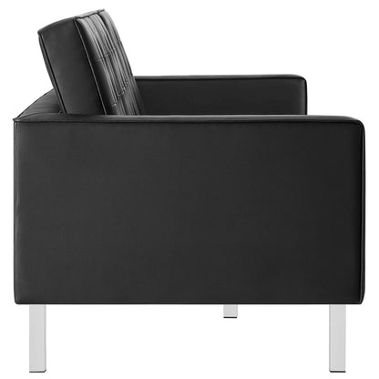 Loft Tufted Vegan Leather Sofa and Ottoman Set by Modway