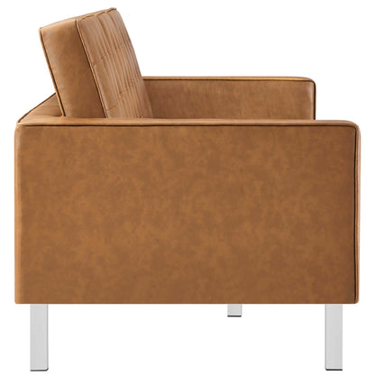 Loft Tufted Vegan Leather Sofa and Ottoman Set by Modway