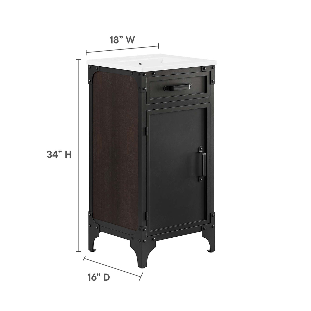 Steamforge 18" Bathroom Vanity by Modway - White black