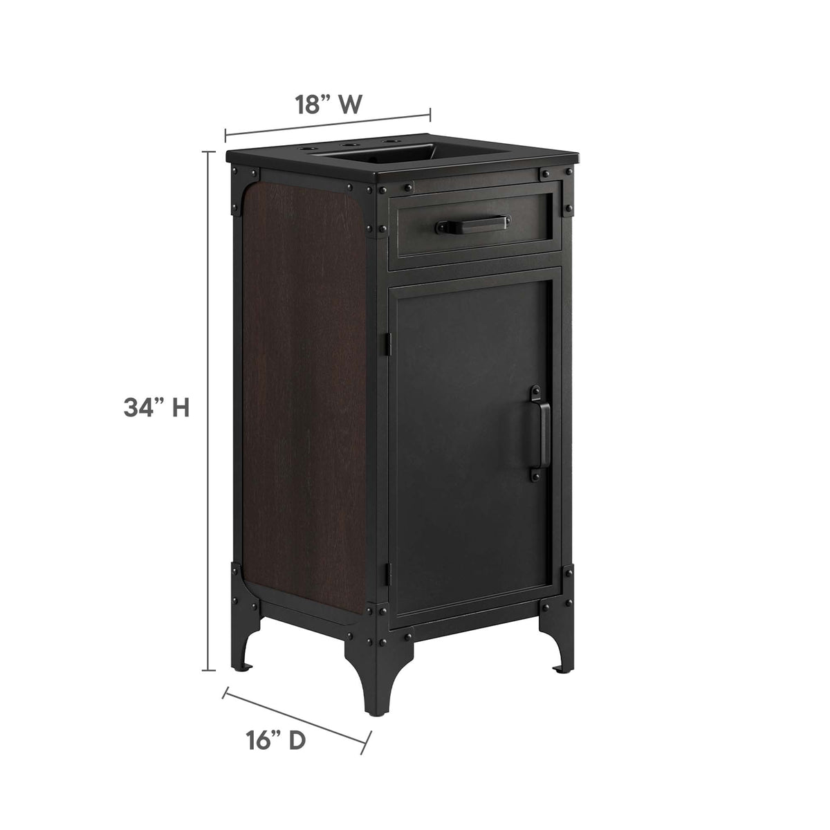 Steamforge 18" Bathroom Vanity by Modway - Black Black