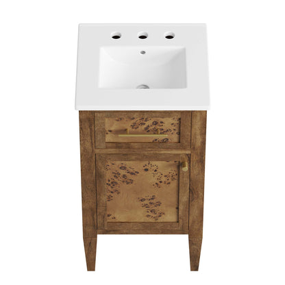 Elysian 18" Wood Bathroom Vanity by Modway - White Brown