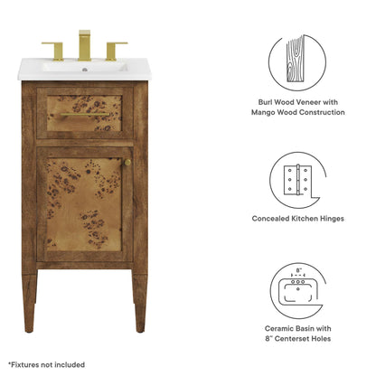 Elysian 18" Wood Bathroom Vanity by Modway - White Brown