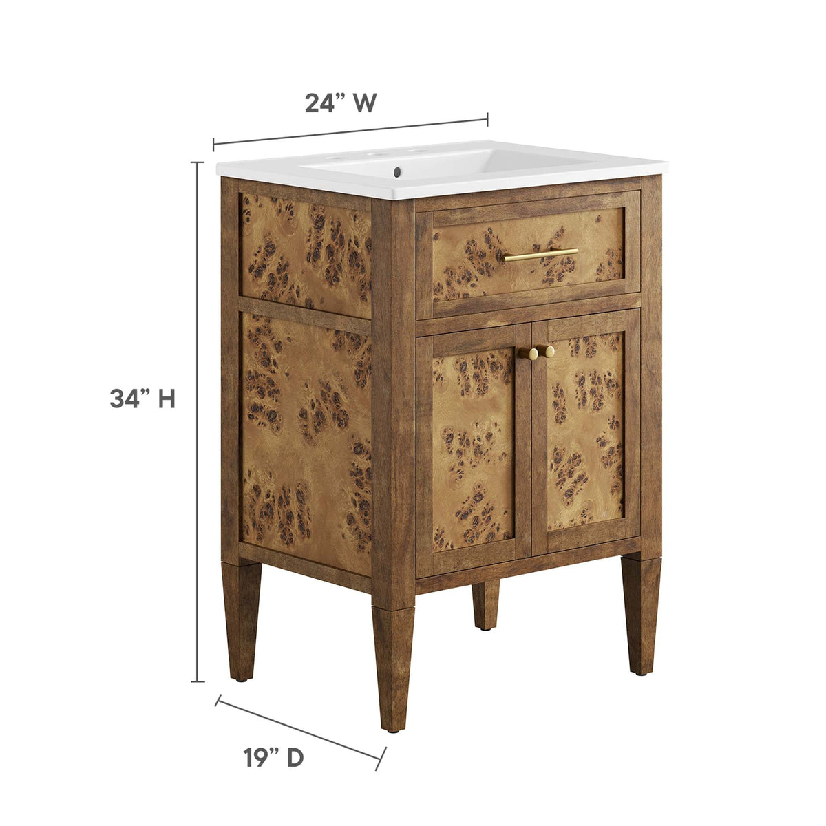 Elysian 24" Wood Bathroom Vanity by Modway - EEI-6440