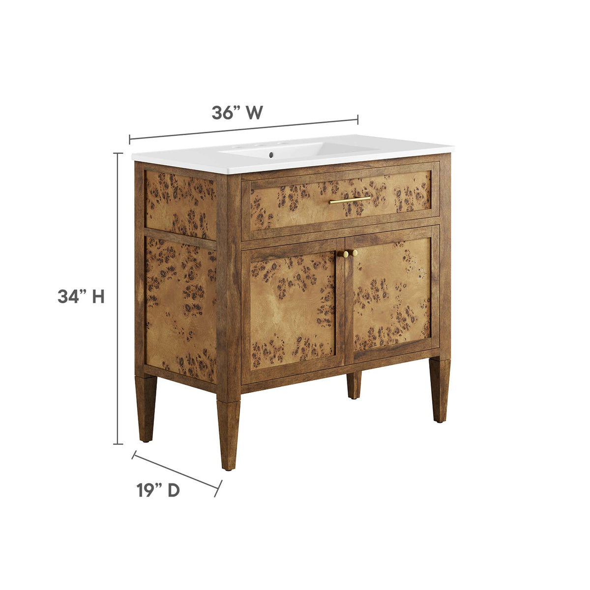 Elysian 36" Wood Bathroom Vanity by Modway - EEI-6448