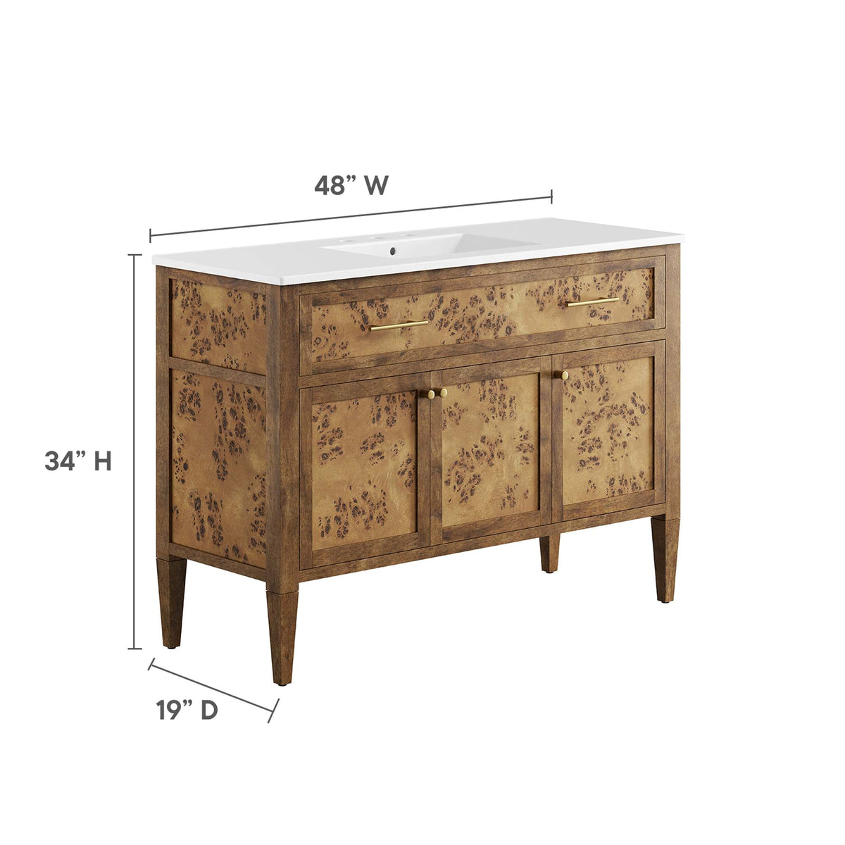 Elysian 48" Wood Single Sink Bathroom Vanity by Modway - EEI-6452