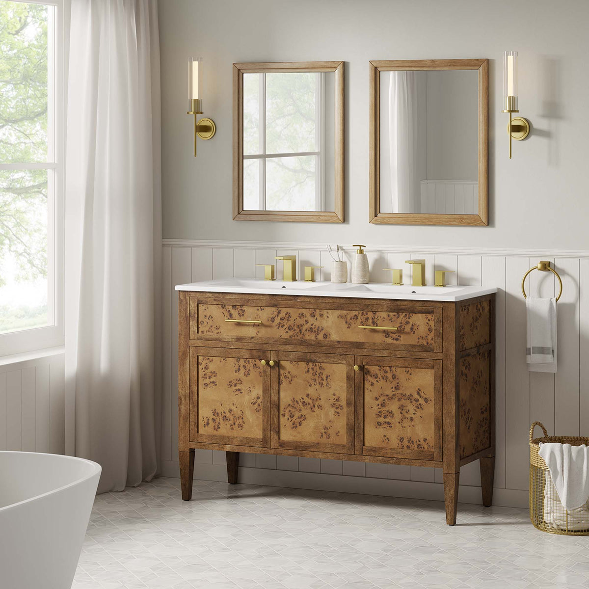 Elysian 48" Wood Double Sink Bathroom Vanity by Modway - EEI-6456