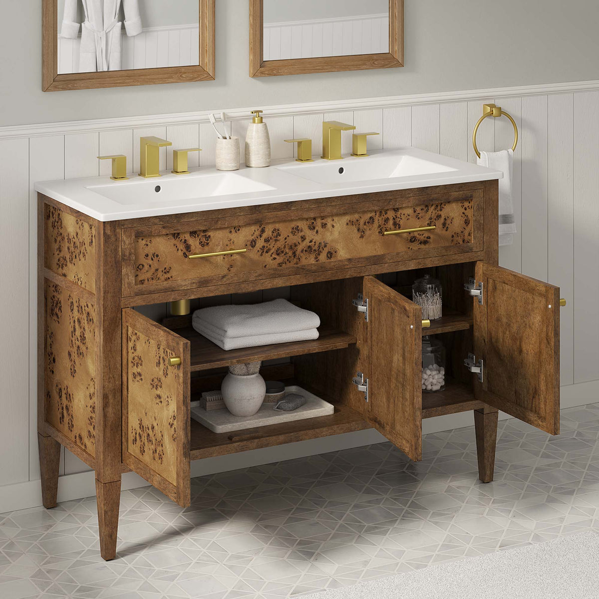 Elysian 48" Wood Double Sink Bathroom Vanity by Modway - EEI-6456