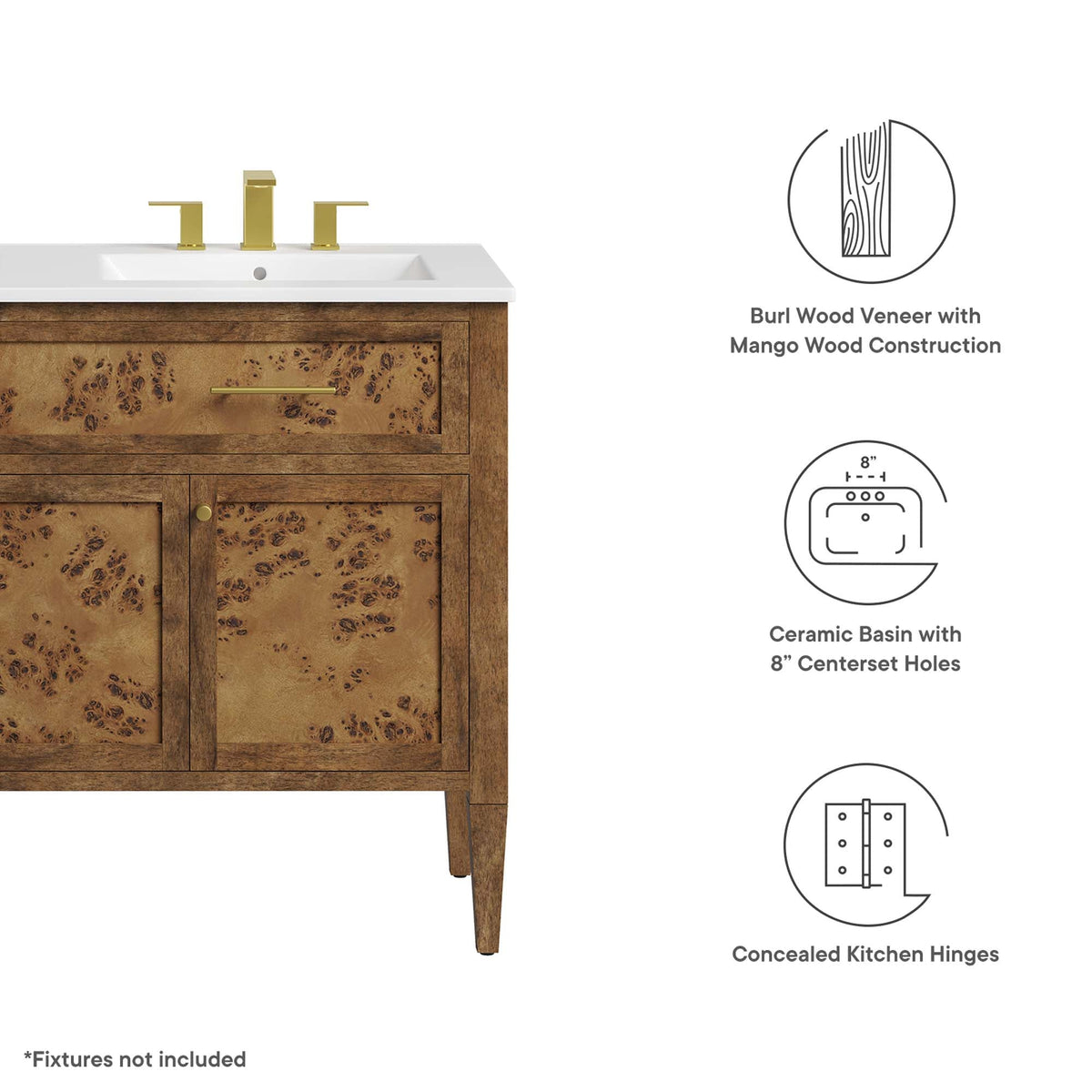Elysian 48" Wood Double Sink Bathroom Vanity by Modway - EEI-6456