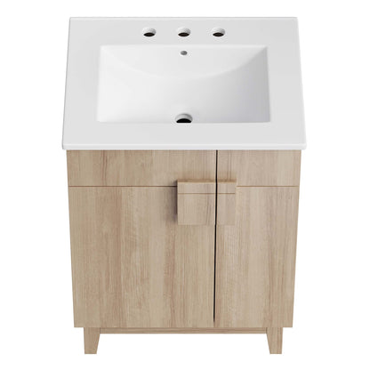 Miles 24" Bathroom Vanity by Modway - White Oak / White Walnut