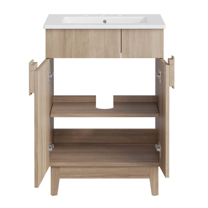 Miles 24" Bathroom Vanity by Modway - White Oak / White Walnut