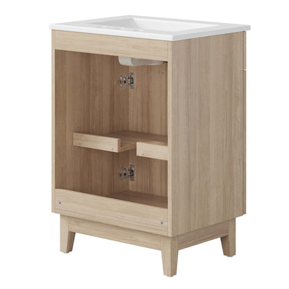 Miles 24" Bathroom Vanity by Modway - White Oak / White Walnut