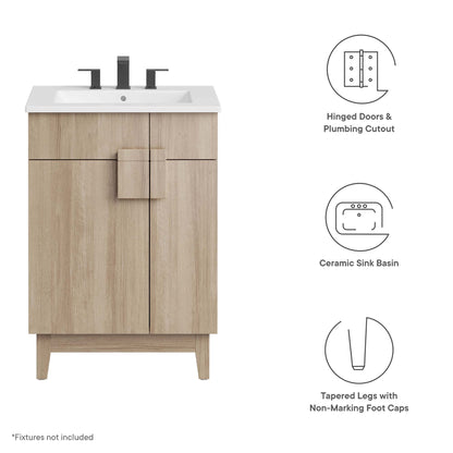 Miles 24" Bathroom Vanity by Modway - White Oak / White Walnut