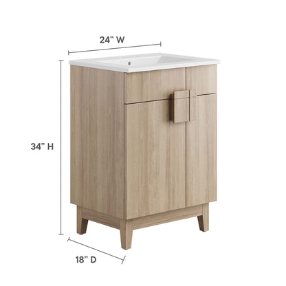 Miles 24" Bathroom Vanity by Modway - White Oak / White Walnut