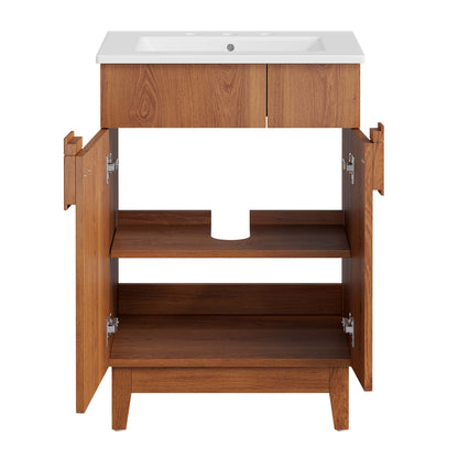 Miles 24" Bathroom Vanity by Modway - White Oak / White Walnut