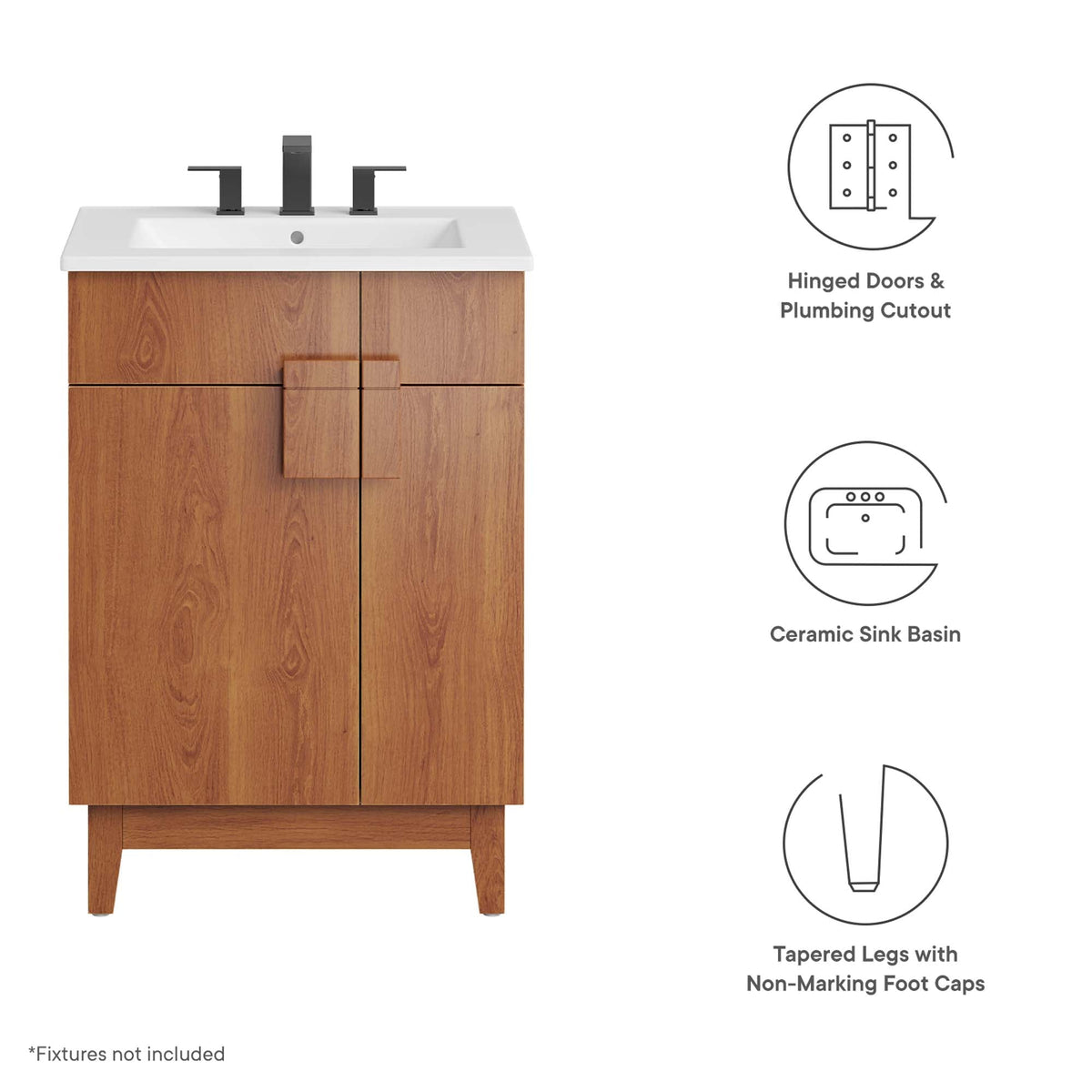 Miles 24" Bathroom Vanity by Modway - White Oak / White Walnut